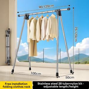 FurnishFiesta Foldable Clothes Rack Stainless Steel Drying Rack Indoor Outdoor Laundry Clothes Hanger Stand Rack Simple Blanket Drying Rack Stable Clothes Drying Rack