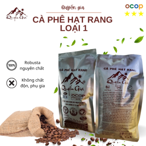Túi 500g Cà Phê Hạt Rang thành phần Robusta nguyên chất cafe Quyến Gia loại 1