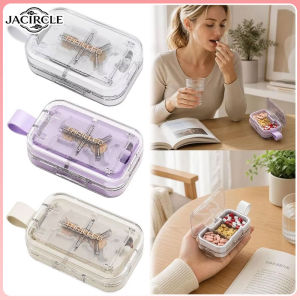 JACIRCLE Dust-proof Quartering Pill Cutter Multi Grids Moisture-proof Pill Cutter Storage Box Medicine Cutting Dual Pill Crusher