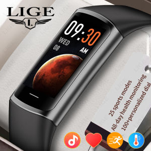 LIGE Smart Watch For Men Outdoor Sport Smart Bracelet Fitness Tracker AMOLED Screen Waterproof Smart Women Bracelet For Android IOS