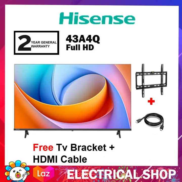 Hisense 43'' Full HD Smart TV A4Q Series 43A4Q Television (FREE HDMI CABLE AND TV BRACKET)