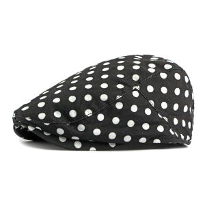 BOBOTYU Y2k Polka Dot Beret Dot Leopard Cotton Forward Cap Personality Visor Retro Painter Hat Ladies