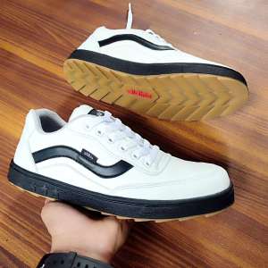 Aldhis S710 Sneakers Pria Casual Putih Polos Gaya Korea dengan Tali Bahan Sintetis