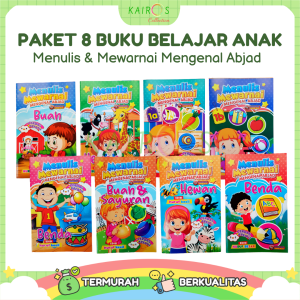 Paket 8 Buku Belajar Anak Menulis & Mewarnai Mengenal Abjad