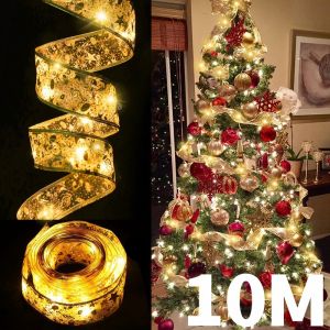 LED 5/10M Christmas Ribbon Fairy Lights for Christmas Tree Decoration Home Garden White Christmas Gift