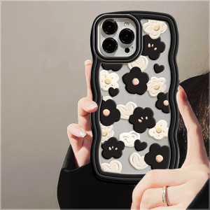 (Lokal Ready) Xinyu Casing hp iPhone 14 iPhone 14 Pro Max iPhone 11 iPhone13 Pro Max 11 Pro Max iPhone 12 XR XS MAX iPhone 6 6S 7 8 Plus SE 2020 Wavy Edge Oil Painting Flower Soft Artistic Floral Case