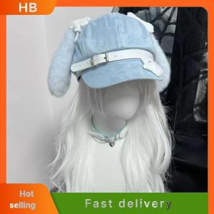 HB Gothic Lolita Beret Kawaii Hat Punk Bone Long Eared Puppy Hat For Women Girls Cosplay Hats Versatile Sunscreen Hat Gifts