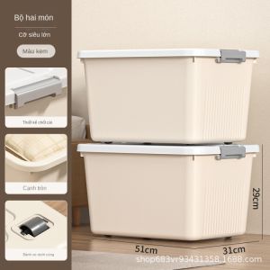 Hộp Sắp Xếp Đồ Gia Dụng Cao Cấp Phong Cách Kem - Nhiều Kích Thước Tích Hợp Bánh Xe