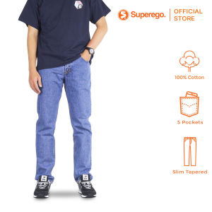Superego Celana Jeans Pria Size 28-38 Slim Tapered Long Pants Denim Light Blue SBT02A