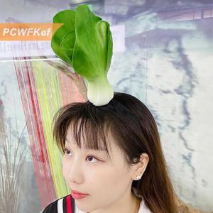【PCWFKef】 Hài hước mô phỏng trái cây rau tóc Hoop bánh mì Cà Rốt chuối hairband tiêu Headband sinh nhật Cosplay Halloween mũ nón