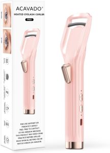 Heated Eyelash Curler Premium PRO - Fast Heat up in 8s - 24 Hours Long Lasting - Rechargeable Electric Eyelash Curler with Type-C Innovative L Silicone 2 Heat Modes Anti-Burn Eyelid Pink-ID2