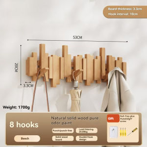Solid Wood Piano-Key Coat Hanger Rustic Wooden Hanger Key Holder Entryway Hook Wall-mounted