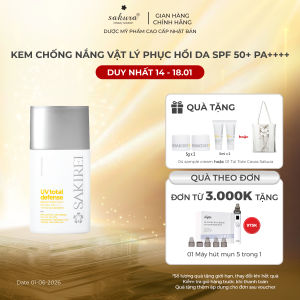 Kem chống nắng vật lý phục hồi da Sakirei UV Total Defense Broad Spectrum SPF 50+ PA++++ Tinted Sunscreen 50ml