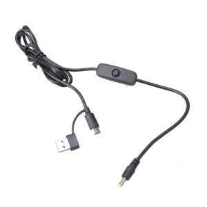 Cáp sạc nhựa 5V có công tắc loại USB C đến 4.0x1.7mm cho dây nguồn thiết bị điện tử nhỏ cho an ninh gia đình