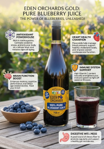 Eden Orchards 100% Pure Blueberry Juice 750ml No Sugar Added
