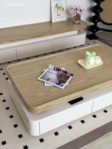 Coffee Table Living Room Household Small Apartment Coffee Table TV Cabinet Combination Log Style