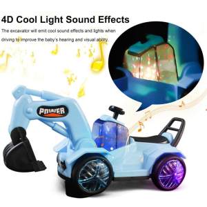 【Crazy Sale】Children Excavator Construction Toy Electric Music Light Universal Wheel Vehicle Toy Model Play Gifts for Kids Boys