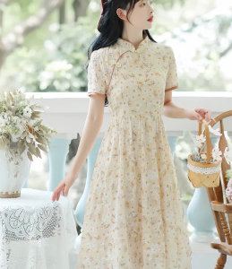 Váy cocoepps cho nữ sườn xám 2024 Hanfu cải tiến Váy Hoa Váy Phong Cách Trung Quốc Mới Mùa Hè của phụ nữ 旗连衣改良 2024