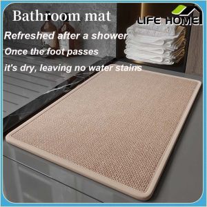 Bathroom Anti Slip Mat Bathroom Water Absorbing and Quick Drying Floor Mat Easy To Maintain Linen Floor Mat