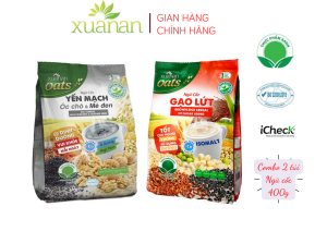 Combo 2 túi: Ngũ Cốc Yến Mạch Óc Chó & Mè Đen ít đường 400G + N.Cốc Gạo Lứt No Sugar[đường ăn kiêng]400G(Tặng Kèm 1 Túi Yến Mạch 150G)