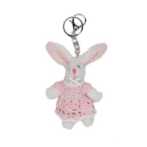 Fashionable Rabbit Keyring Lovely Plush Animal Big Ear Rabbit Keychain for Women Purse Bag Charm Accessory Birthday Gift