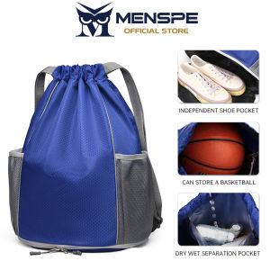 MENSPE Sports Backpack Fashionable Basketball Backpack Drawstring Backpack Bag Outdoor Waterproof Gym Backpack Large Capacity Training Bag Dry Wet Separation Portable Travel Yoga Swimming Bag for Men Women