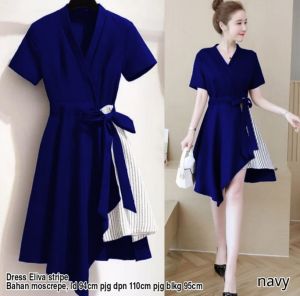 { THABITHA } HN / dres eliva stripe / dress korea style remaja / mini dress / dress wanita pendek / daster cantik ibu muda / daster remaja wanita / dres korea / dress salur / outfit cewek aesthetic / { free ongkir + cod }