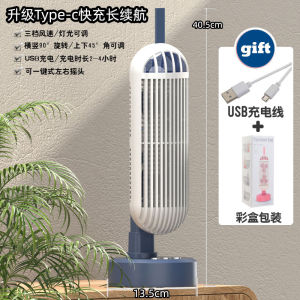 USB Table Fan Head Shaking 5V 2400mAh Lighting Dual Fan 3-speed Wind 3-gear LED Night Light Mute for Household Office