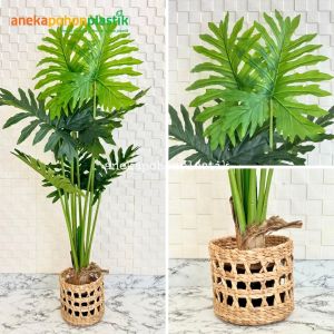 Pohon Artificial Tanaman Hias Daun Jari Jari Variasi T120 T140 T160 Latex + Cover Eceng Gondok Motif Hiasan Dekorasi Sudut Ruangan Aesthetic