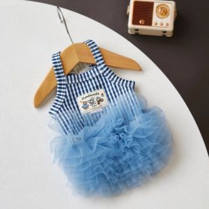 DOOUR Striped Summer Dog Cat Dress Tulle Fluffy Pet Princess Dress Fashion Breathable Dog Slip Dress For XS To XXL Size