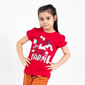 Forest Kids Girl 100% Cotton Short Sleeve T-Shirt Girls Graphic Round Neck T-Shirt | Baju Budak Perempuan - FK820059