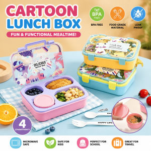 Portable Lunch Box Fun Functional Cartoon Lunch Box Divided Bento Box for Kids Ideal for School and Travel