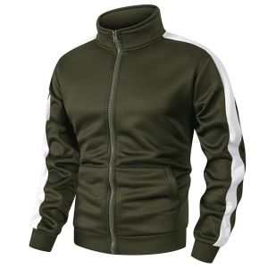 Mens Colorblock Patchwork Sporty Jacket with Kanga Pocket Fall Winter Fleece Lined Warm Long Sleeve Zip Up Coat Outwear Tops2026