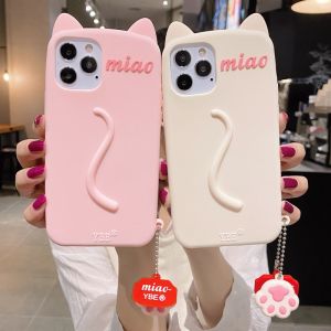 For iPhone 16 15 14 13 12 11 Pro Max 12 Mini 6 6s 7 8 14 Plus SE 2020 X XR XS Max Phone Case 3D Cute Cartoon Cat Soft Slicone Shockproof Protective Cover