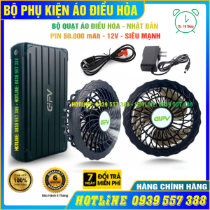 BỘ PHỤ KIỆN ÁO ĐIỀU HÒA PIN 50.000mAh QUẠT 12V KHÔNG CHỔI THAN - SIÊU MẠNH PIN QUẠT CỤC SẠC DÂY CÁP NỐI