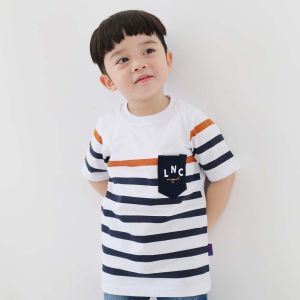 Lily And Clark Kaos Anak Laki-Laki OOTD Yang Bagus Warna Putih Salur Combine KLC62