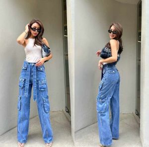 Gypsy Cargo Jeans Wanita Celana Cargo Jeans Premium High Waist