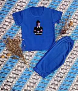 Setelan Kaos Anak Perempuan Dan Cowok Motif Gambar WEDNESAY Umur 6 BULAN - 10 TAHUN