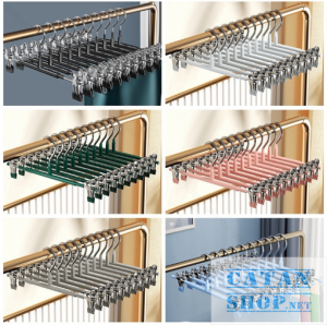 Móc Đôi 2 Kẹp Inox Phơi Quần Áo Tất Vớ 2 Kẹp Inox Tự Điều Chỉnh Chống Trượt Tiện Dụng