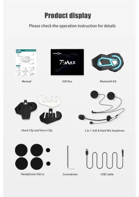 FreedConn T-Max S Pro/T-Max Pro Bluetooth 5.0 Intercom 1200M 6 Riders Waterproof IP65 Motorcycle Helmet Stereo Headset BT Wireless Interphone FM Radio