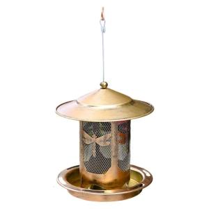 การก่อสร้างโลหะแบบทำงานหนักที่ให้อาหารนกใช้กลางแจ้งทนฝนและแดดกว้างถาดเติมง่ายตกแต่งสวนหลังบ้านที่แขวนอยู่