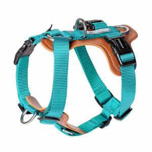 HIDREAM No Pull Dog Harness Adjustable Leather Pet Vest for Easy Walking with 2 Leash Clips Small Medium Large Dogs