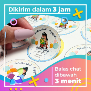 2-4 Stiker Label Tasyakuran Aqiqah Zennida Sticker Nama Anak Bayi Ucapan Kelahiran Akikah