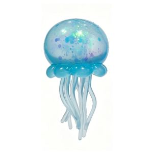 JJT Stress Relief Jellyfish Squishy Toy with Glitter Effect - Soft TPR Squeeze Play for Kids and Adults