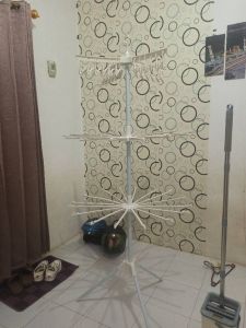 SHENAR Rak Jemuran 24 Klip dan 16 cabang Jemuran Handuk Baju Bayi Celana Dalam Stainless Steel