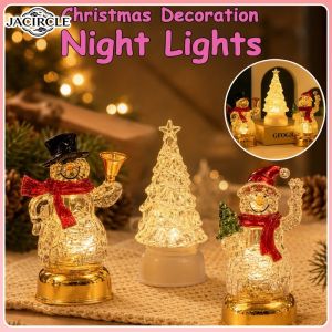 JACIRCLE Christmas Snowman Night Lamp Flameless Candle Warm Light Table Decor Home Hari Raya Ornament