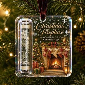 OKDEALS Hanging Christmas Cash Gift Ornament Acrylic Xmas Tree Decor Cash Gift Box Clear Transparent Money Holder Ornament for Christmas Party