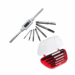 CUNXIN High Speed Steel Ratchet Tap Wrench M3-M12 Metric Thread Adjustable Screw Taps Metric Tap Wrench Set Reamer T-Handle Holder Thread Hand Tapping Tool Machine Taps