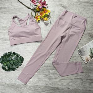 Bộ đồ tập gym yoga aerobic thể thao nữ bao gồm áo bra kèm mút và quần dài chất liệu thun lạnh BINSPORTS BD246