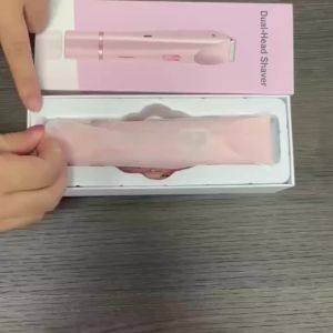 Electric Razor for Women Rechargeable Hair Remover Portable and Safe Lady Razor 2 in 1 Double-Headed Waterproof Wet and Dry Electric Bikini Trimmer for Women (Pink-1pcs)